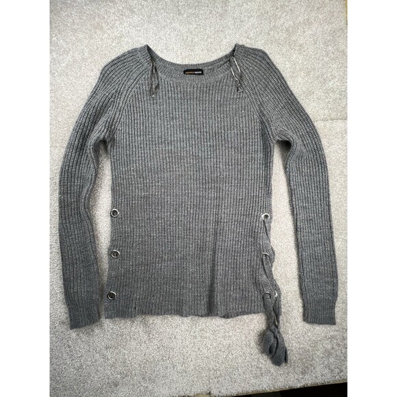 Ambiance Tops - Ambiance Apparel top womens size medium long‎ sleeve knit Gray Tie